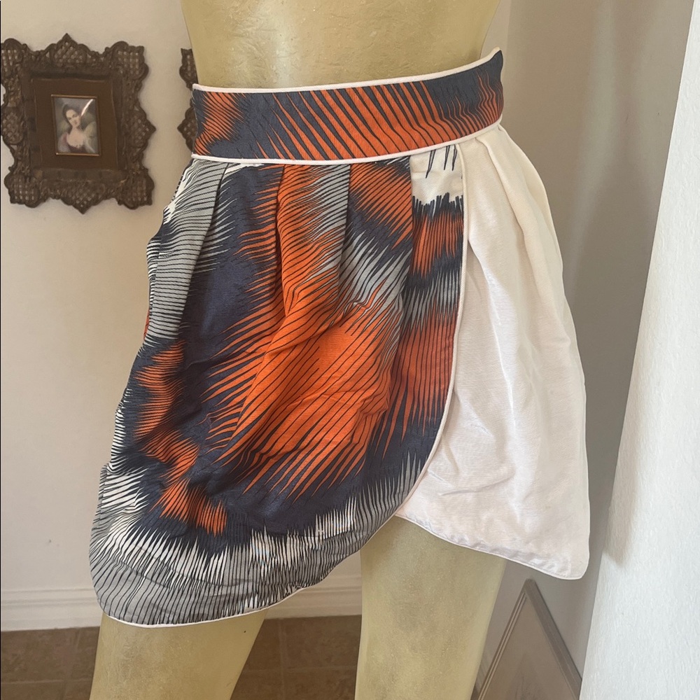 REVOLVE Thread Social Orange and Black Patterned Wrap Skirt